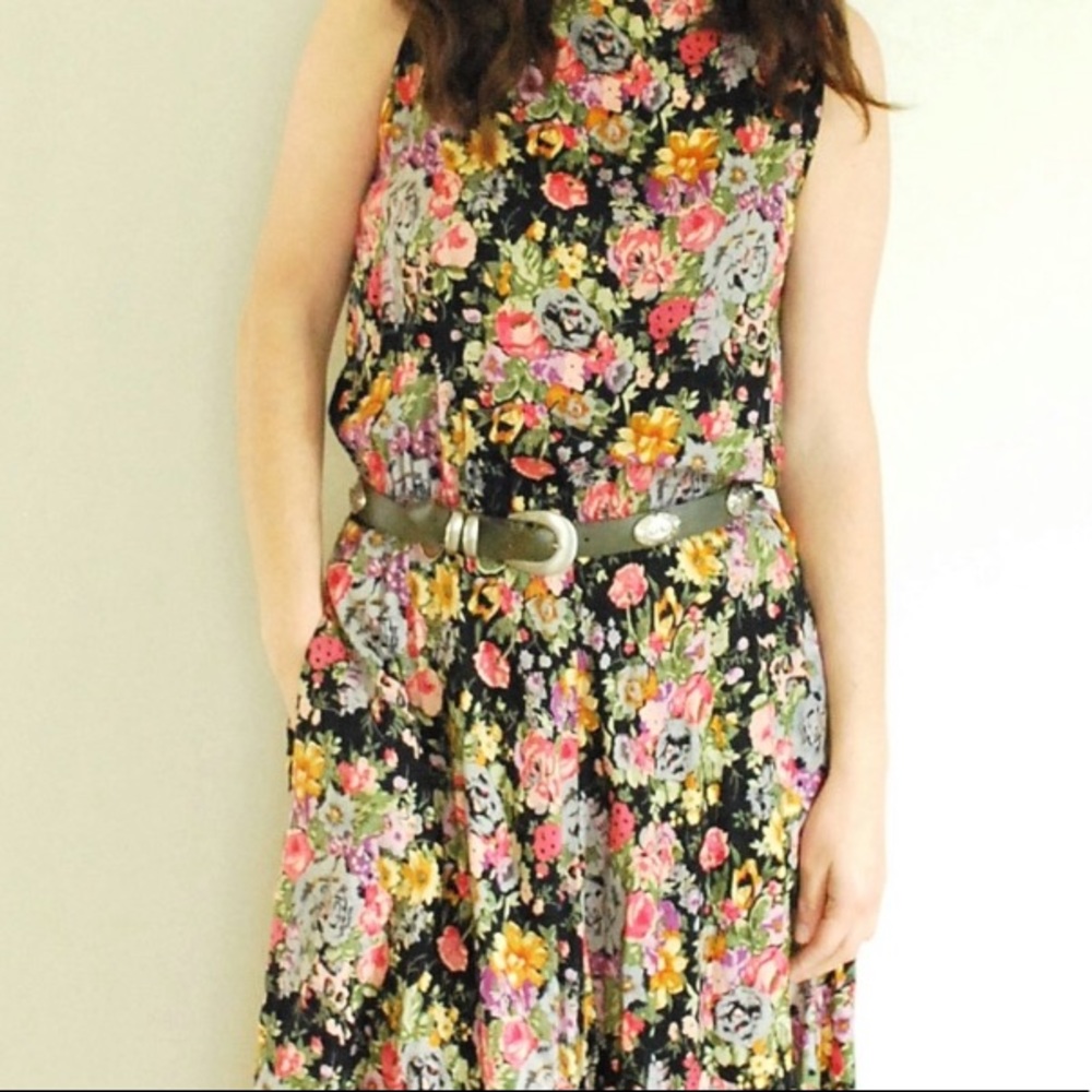 Vintage Rayon Floral Dress